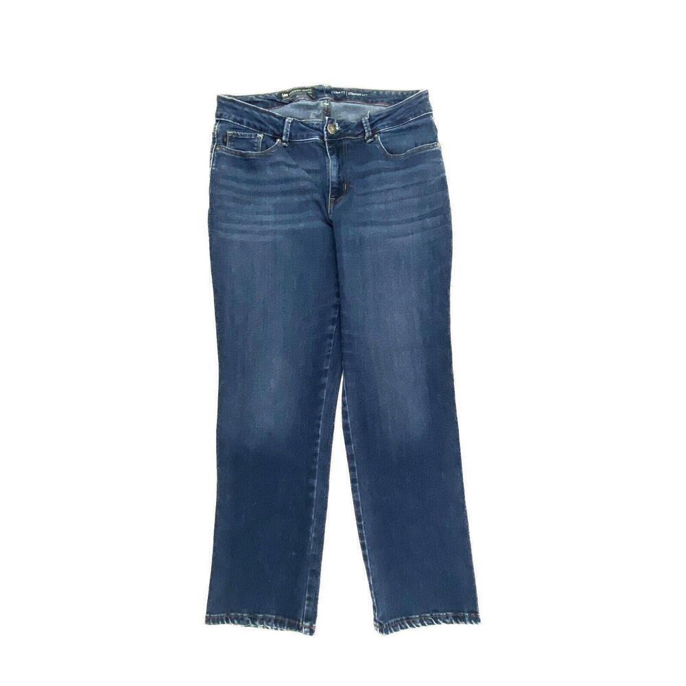 Lee Curvy Fit Straight Leg Women's size 10P Dark Wash Blue Denim‎ Jeans